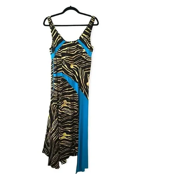 Marine Serre printed mixed media asymmetrical midi dress $1745 NWT Sz L - Picture 10 of 16